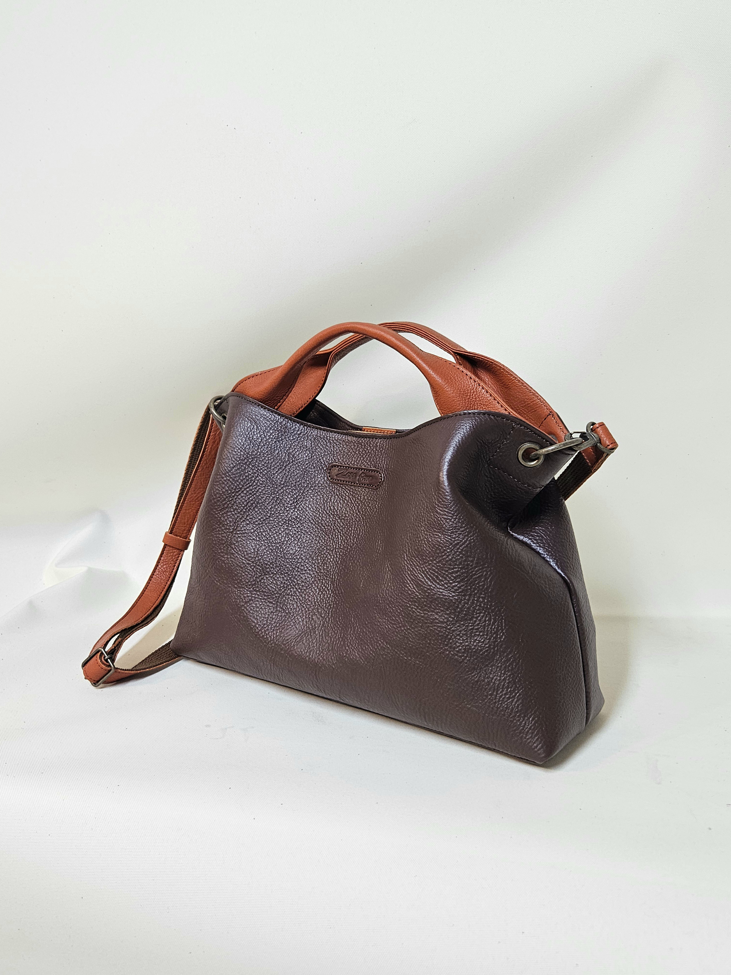 日本製 Zess fino オールヌメオイル本革トートバッグ ショルダーバッグ 2WAY　新色チョコ×テラコッタ