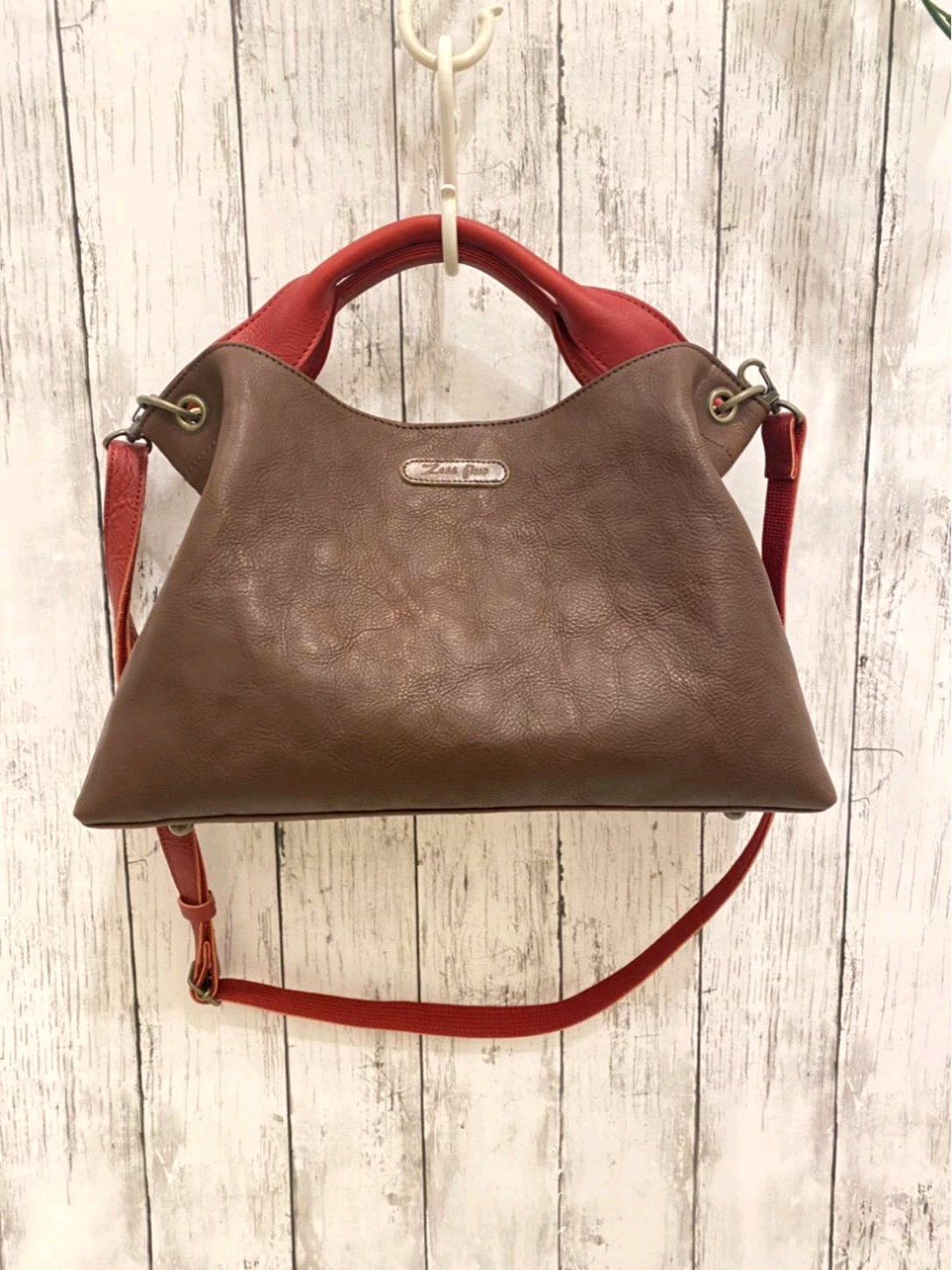 日本製 Zess fino オールヌメオイル本革トートバッグ ショルダーバッグ 2WAY　新色チョコ×レッド