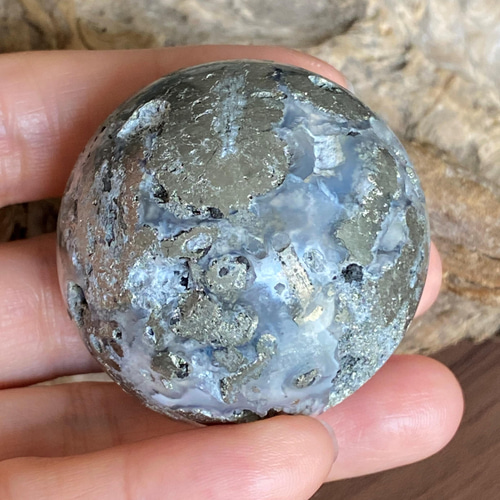 希少月の形 天然石 アゲート 原石 ドゥルージー付 インテリア