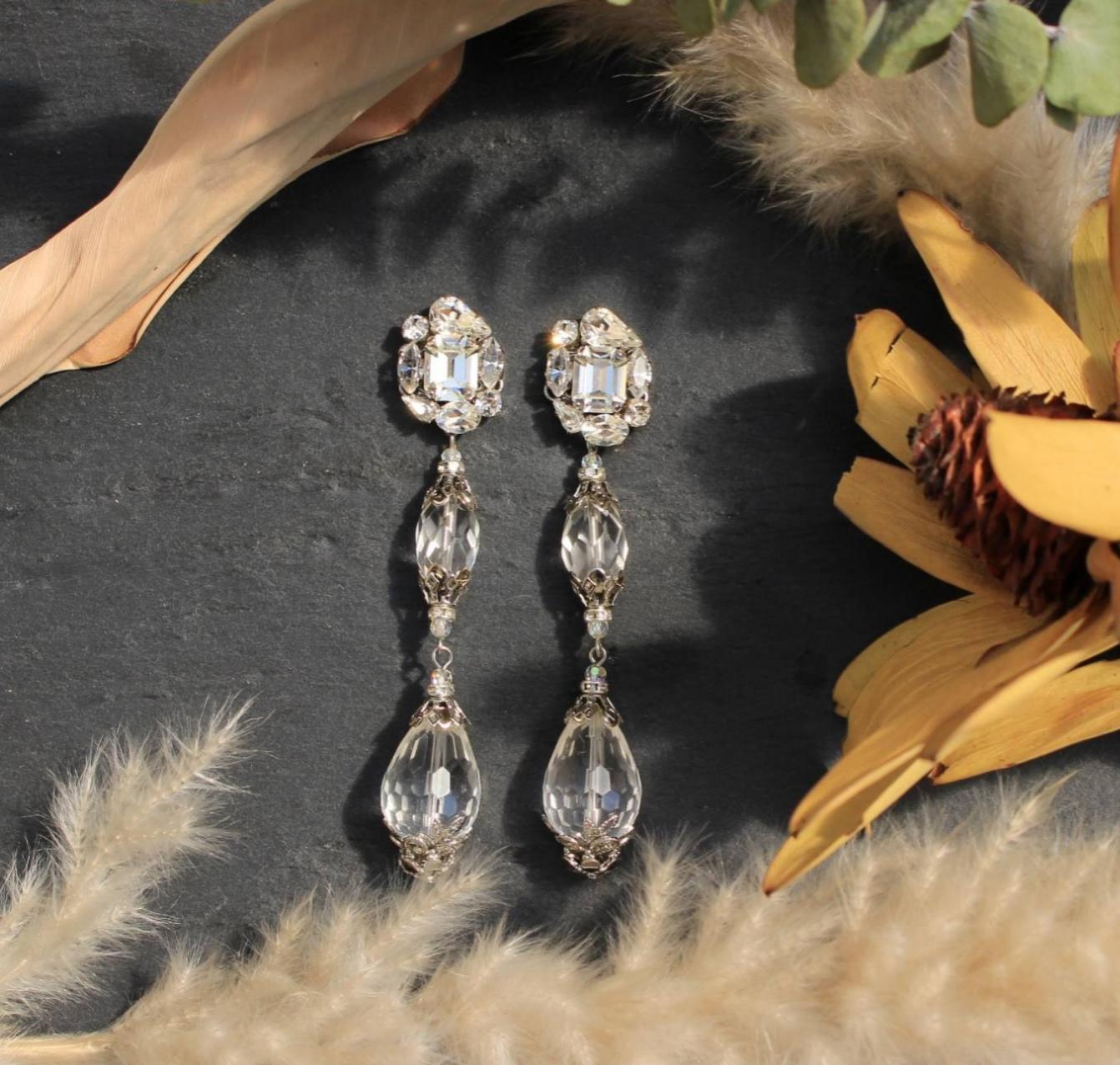 ドロップ クリスタル オーストリア製クリスタルカットガラスウェディング ブライダル アクセサリー