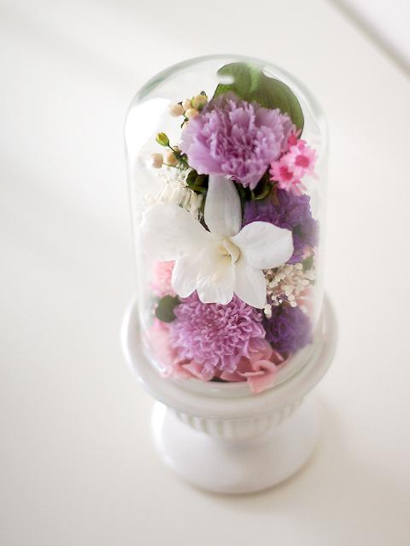 【仏花】再販3＊ガラスドームのパープル＆ピンク供花【供花】 2枚目の画像