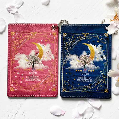 【30％OFF】 リールストラップ付き パスケース（小） 架空の洋書 夜桜の本 ストラップ