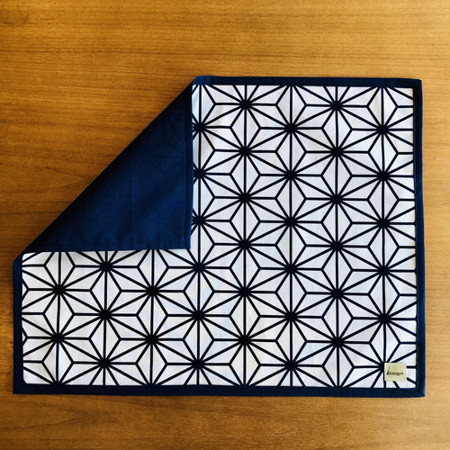 麻の葉模様のランチョンマット(和柄_藍) ランチョンマット kimagure