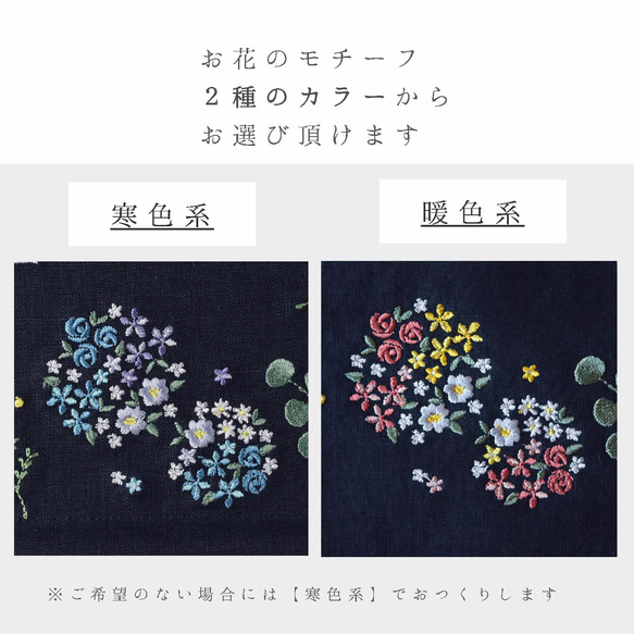 刺繍命名タペストリー《ボタニカル / ネイビー / 大サイズ》【お花の色変可】名前旗 出産祝い  こどもの日 端午の節句 6枚目の画像