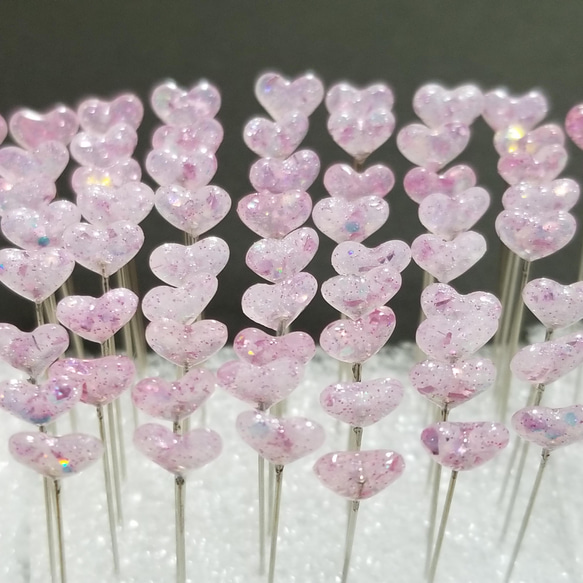 《M7》まち針の花束【さくらもち】 /キラキラ/シンプル/かわいい/レジン/プチギフト/デコ待ち針/裁縫/ピンク 15枚目の画像