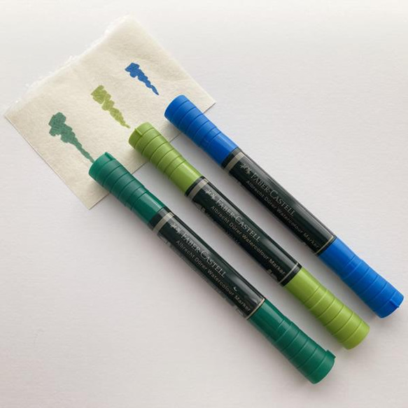 ファーバーカステル水彩マーカー３本セット（青・緑・黄緑） 1枚目の画像