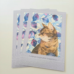 ポストカード：「青葉と猫」3枚入：送料無料【PC01】 2枚目の画像