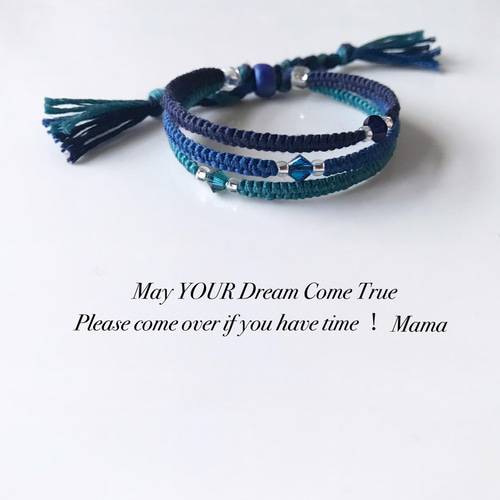 再販×2》3 color〜ブループラネット3連ミサンガブレスレット