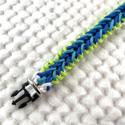 [キット]#289パラコード犬首輪（＃101修正版）白・青・ブルー・グリーン・の小型犬首輪 4枚目の画像