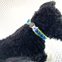 [キット]#289パラコード犬首輪（＃101修正版）白・青・ブルー・グリーン・の小型犬首輪 12枚目の画像