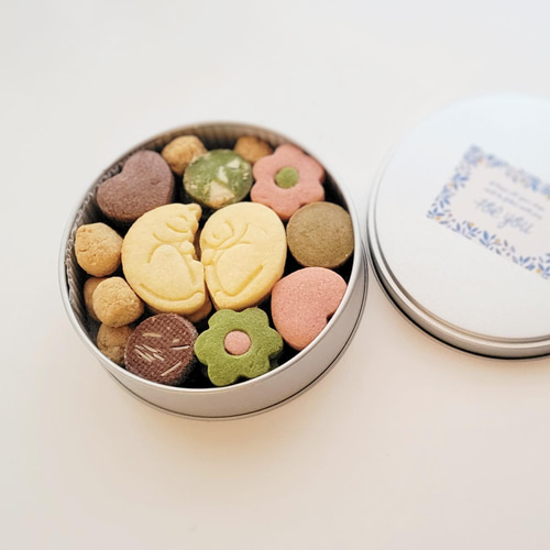 ハートになるラブにゃんこのシンプルクッキー缶 クッキー hinami焼菓子