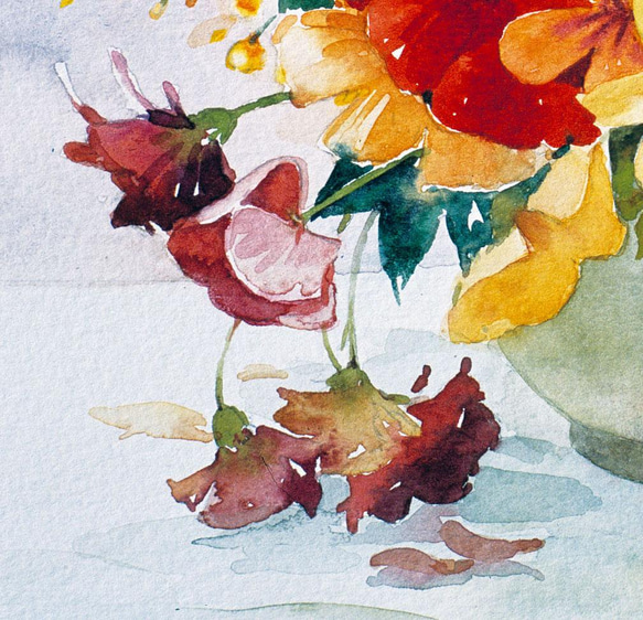「春の彩り」水彩原画 一点物 額縁付き　豪華プレゼント付き 4枚目の画像