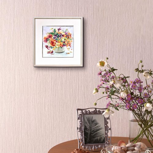 春の彩り」水彩原画 一点物 額縁付き 豪華プレゼント付き 絵画