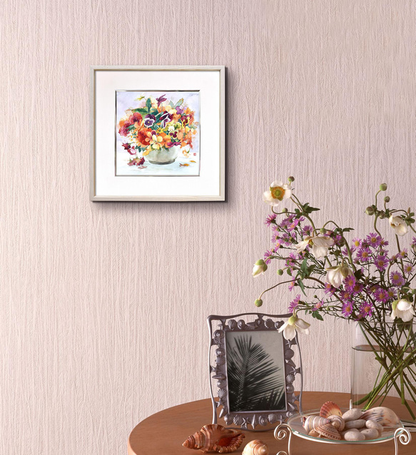 「春の彩り」水彩原画 一点物 額縁付き　豪華プレゼント付き 7枚目の画像