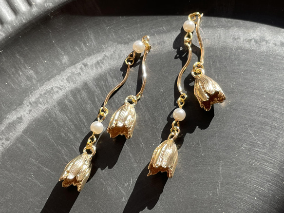 【725a】当店オリジナルチャーム❣️フラワー チャーム ゴールド⭐2個 4枚目の画像