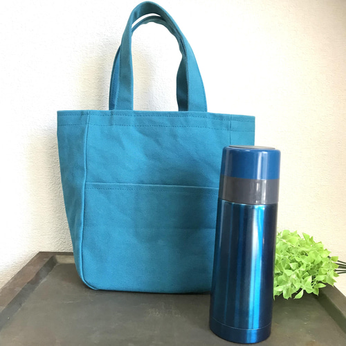 帆布ターコイズブルー トートバッグ トートバッグ カナリヤ洋品