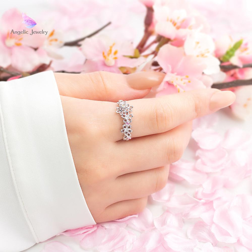 透かし桜リング「選べる5種類のストーン」 指輪・リング Angelic