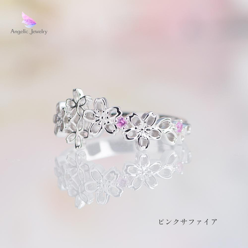 透かし桜リング「選べる5種類のストーン」 指輪・リング Angelic