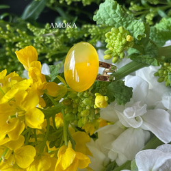 【春の新作】 菜の花畑　yellowagate リング　　ミモザ 4枚目の画像