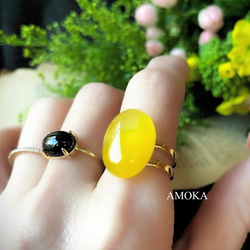 【春の新作】 菜の花畑　yellowagate リング　　ミモザ 3枚目の画像