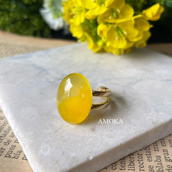 【春の新作】 菜の花畑　yellowagate リング　　ミモザ 14枚目の画像