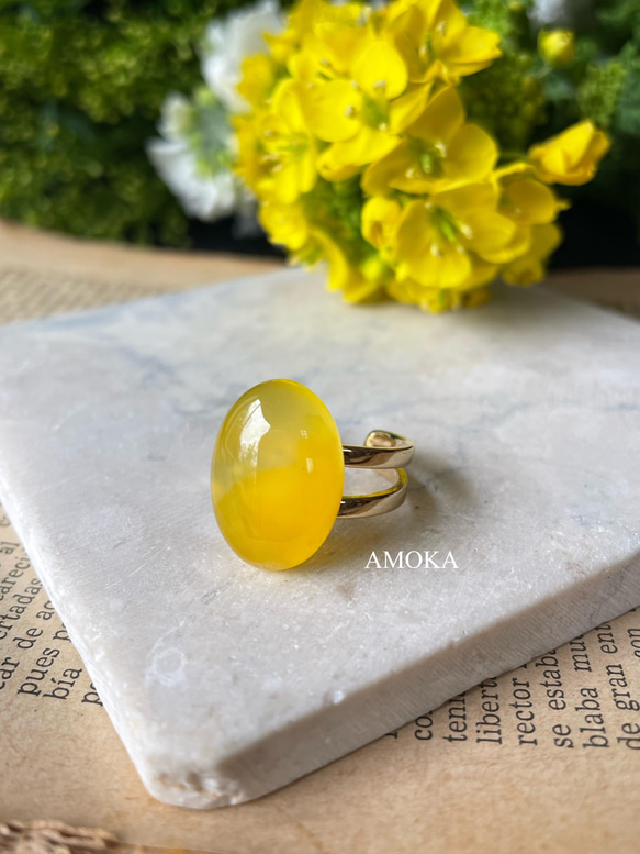 【春の新作】 菜の花畑　yellowagate リング　　ミモザ 14枚目の画像