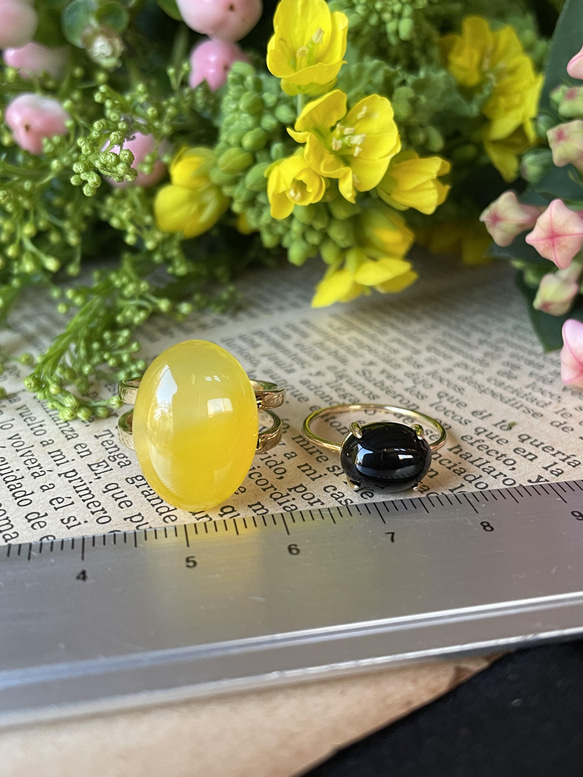 【春の新作】 菜の花畑　yellowagate リング　　ミモザ 15枚目の画像