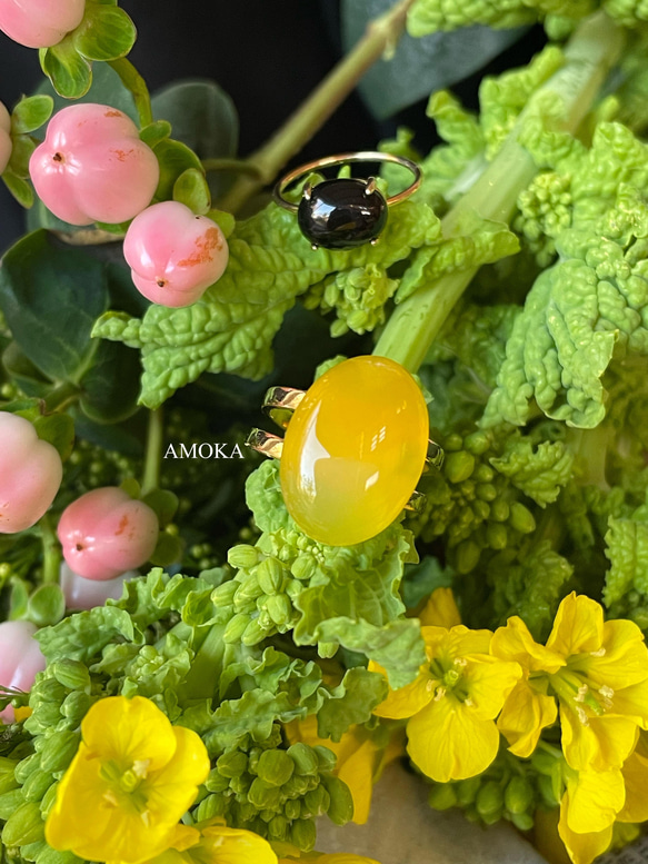 【春の新作】 菜の花畑　yellowagate リング　　ミモザ 18枚目の画像
