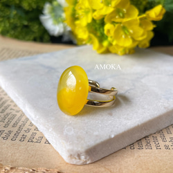 【春の新作】 菜の花畑　yellowagate リング　　ミモザ 2枚目の画像