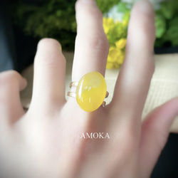 【春の新作】 菜の花畑　yellowagate リング　　ミモザ 6枚目の画像