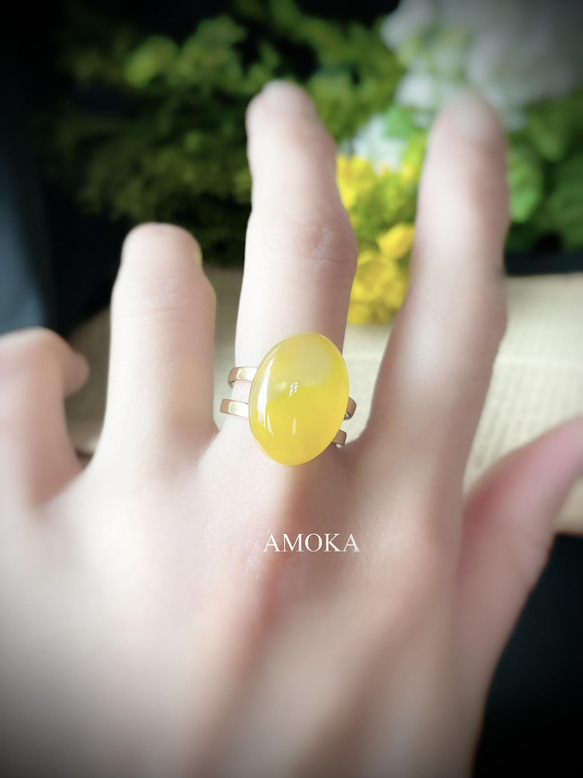 【春の新作】 菜の花畑　yellowagate リング　　ミモザ 6枚目の画像