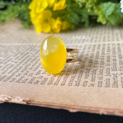 【春の新作】 菜の花畑　yellowagate リング　　ミモザ 7枚目の画像