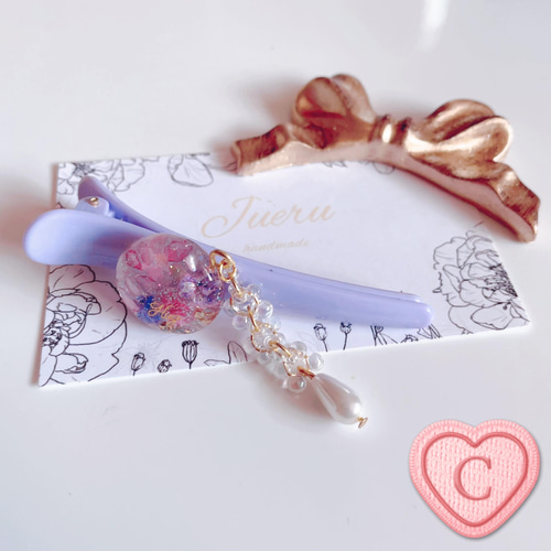 ヘアアクセサリー　ハンドメイド 十月桜のミニヘアクリップ【桜ハンドメイド2022】冬