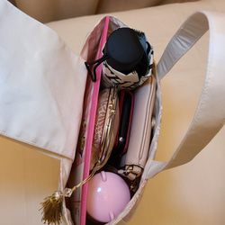 【Creema限定♡母の日】和風桜柄かラフル刺繍シルク着物帯のハンドバッグ 8枚目の画像