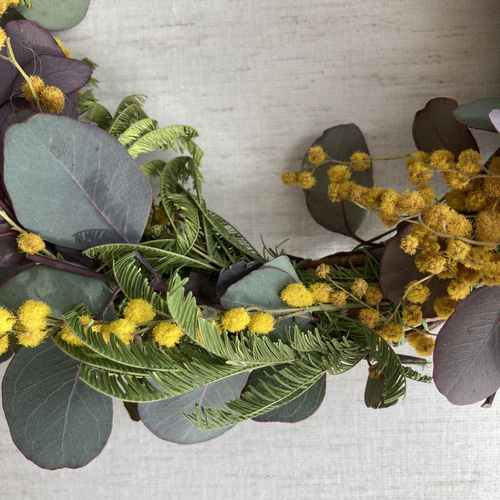 ミモザとユーカリのドライリース ドライフラワー rieyamagishi 通販