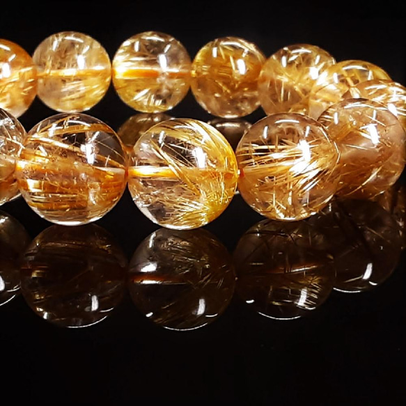 【衝撃特価／半額以下！！】もの凄いオーラを発揮するルチル 現品一点物 ゴールド タイチンルチル ブレスレット RTR5 6枚目の画像