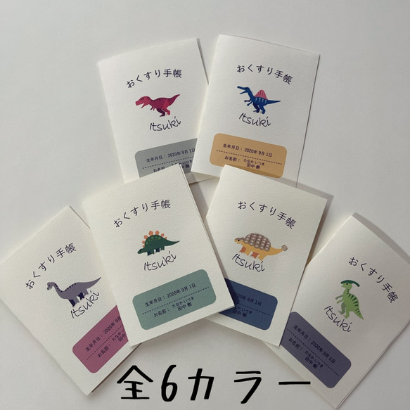 お薬手帳カバー＊恐竜＊くすみグリーン/全4カラー 母子手帳