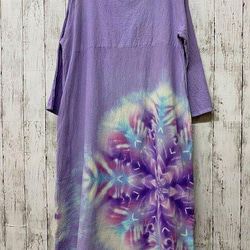 紮染長袖連衣裙 淡紫色的美麗雪花曼陀羅 HD16-01 第1張的照片