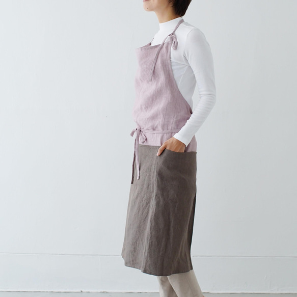 チムニーエプロン　chimney apron / リネン　linen　グレイッシュピンク 3枚目の画像