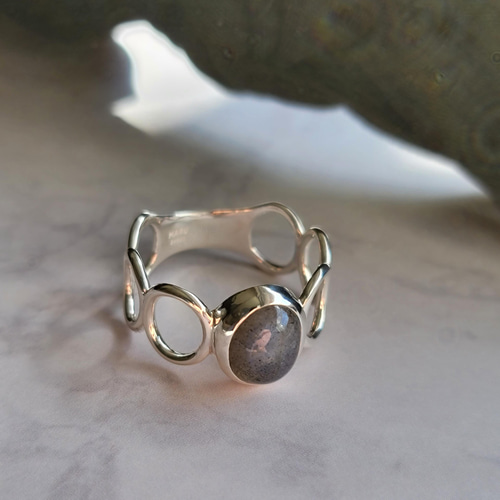 ラブラドライト オーバル 10＊8mm シルバーリング H-182S 指輪