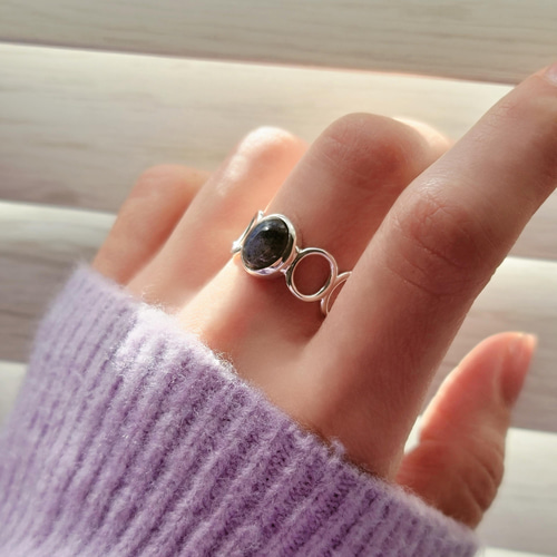 試着のみ★HASH. 16号　ラブラドライト　ラウンドリング　シルバー 試着のみ☆HASH. 16号 ラブラドライト ラウンドリング シルバー 試着