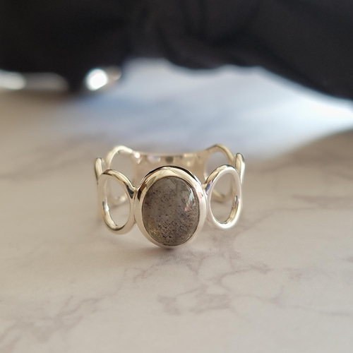 ラブラドライト オーバル 10＊8mm シルバーリング H-182S 指輪