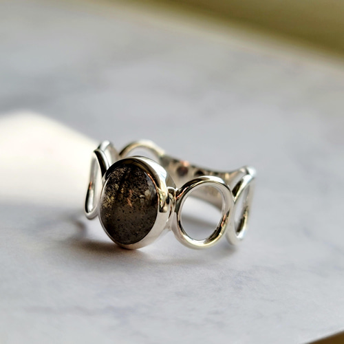 ラブラドライト オーバル 10＊8mm シルバーリング H-182S 指輪