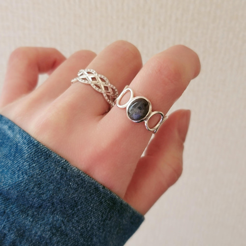 ラブラドライト オーバル 10＊8mm シルバーリング H-182S 指輪