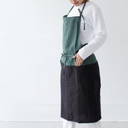 チムニーエプロン　chimney apron / リネン　linen　フォレストグリーン 1枚目の画像