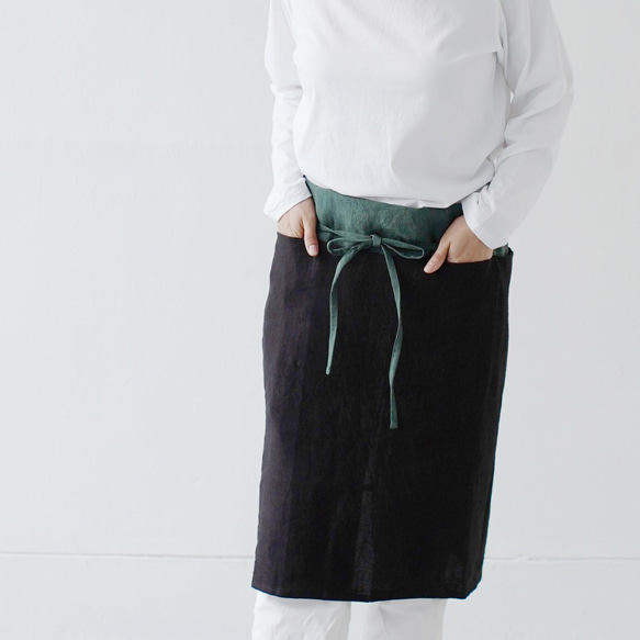 チムニーエプロン　chimney apron / リネン　linen　フォレストグリーン 5枚目の画像