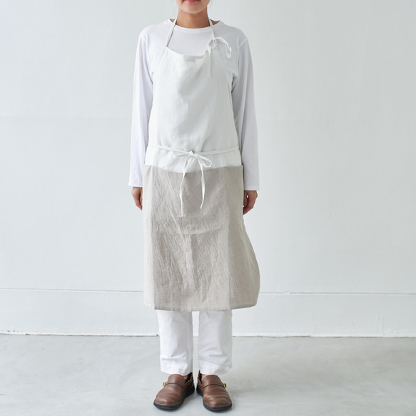 チムニーエプロン　chimney apron / リネン　linen　ホワイト 2枚目の画像