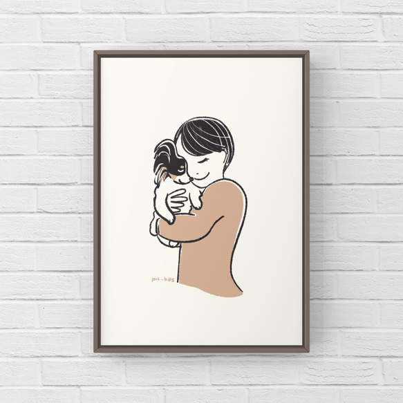 パピヨン【誕生日】A4ポスター　犬　ペット　イラスト　うちの子 2枚目の画像