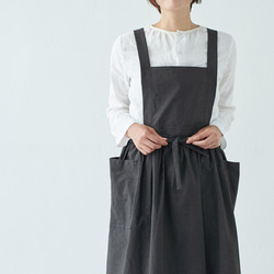 ピナフォアエプロン　pinaforeapron  / コットン　cotton　ブラック 3枚目の画像