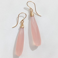 再販♪ビビットピンクカルセドニー ピアス/イヤリング 14kgf ピアス